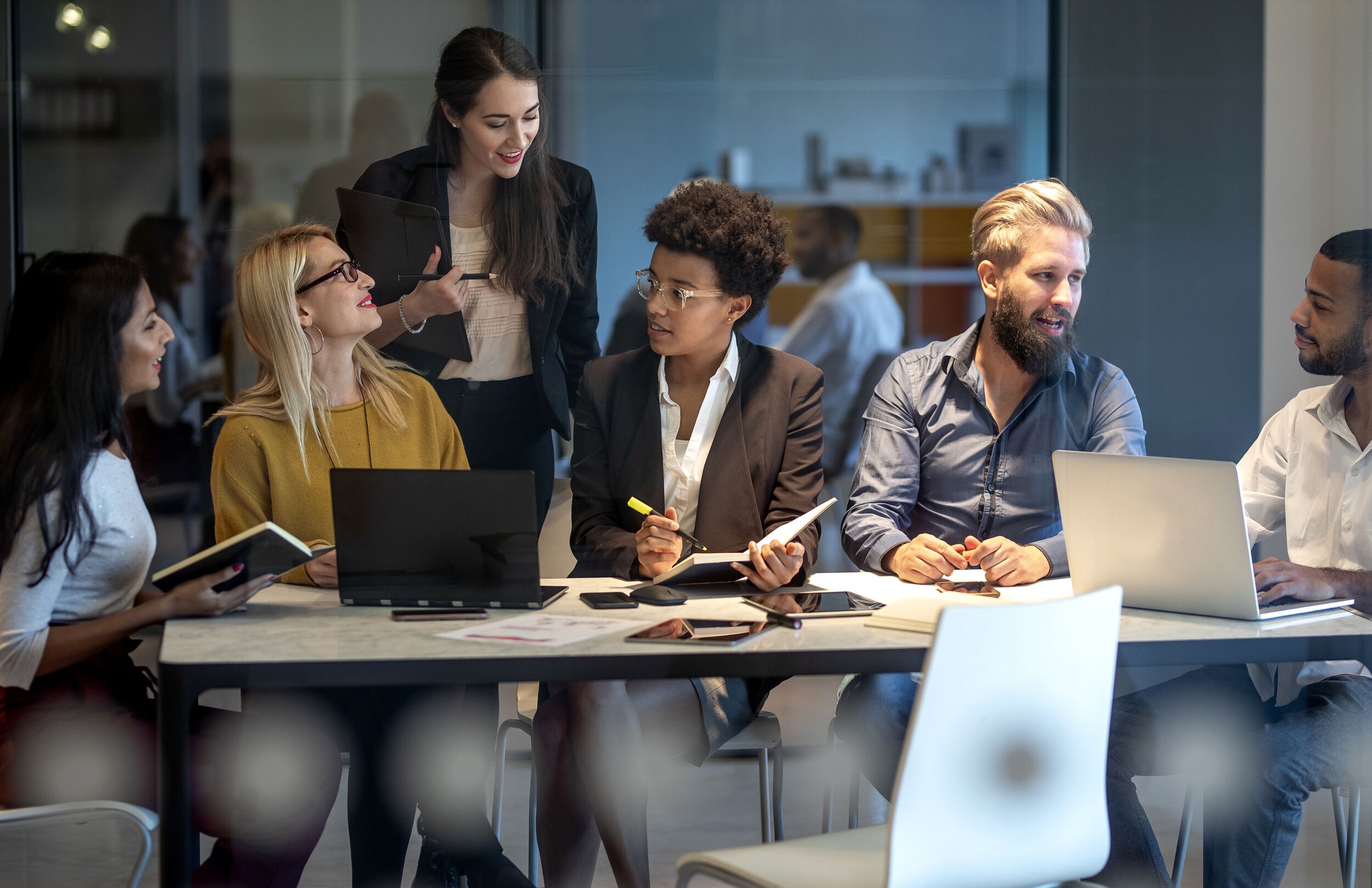 Young business professionals during a meeting.